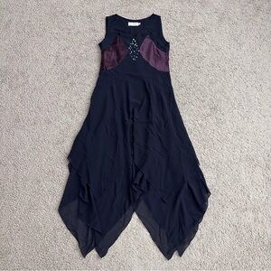 Jane Story Purple Whimsigoth Handkerchief Hem Sleeveless Sequin Dress Womens
